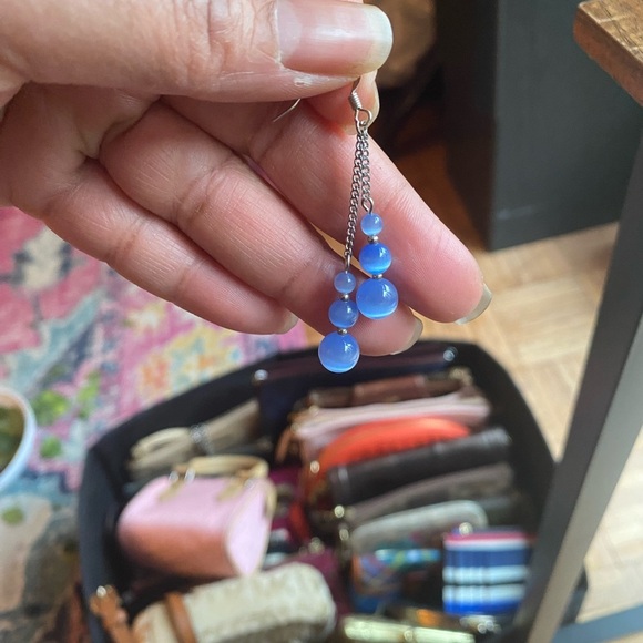 Elegant Blue Beaded Earrings - Picture 6 of 6